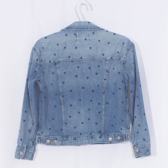 MADEWELL The Boxy Crop Jean Jacket Heart Edition Print Size XS - Picture 7 of 11